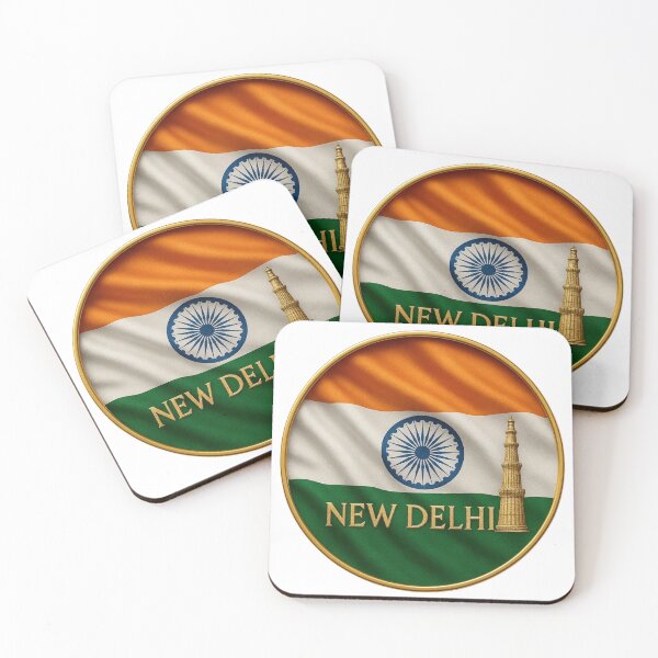 Item preview, New Delhi India Flag Emblem - Golden Qutub Minar Souvenir Design designed and sold by Annika Shurafa.