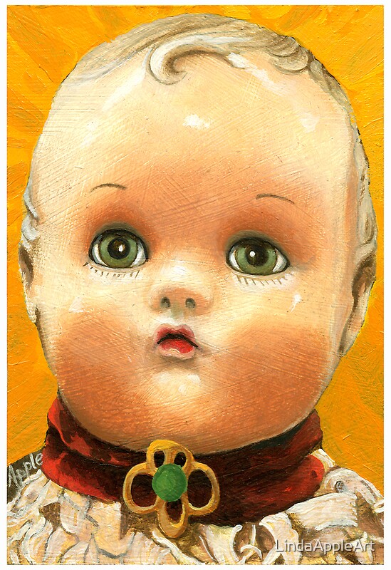 "Antique Doll Head painting" by LindaAppleArt Redbubble