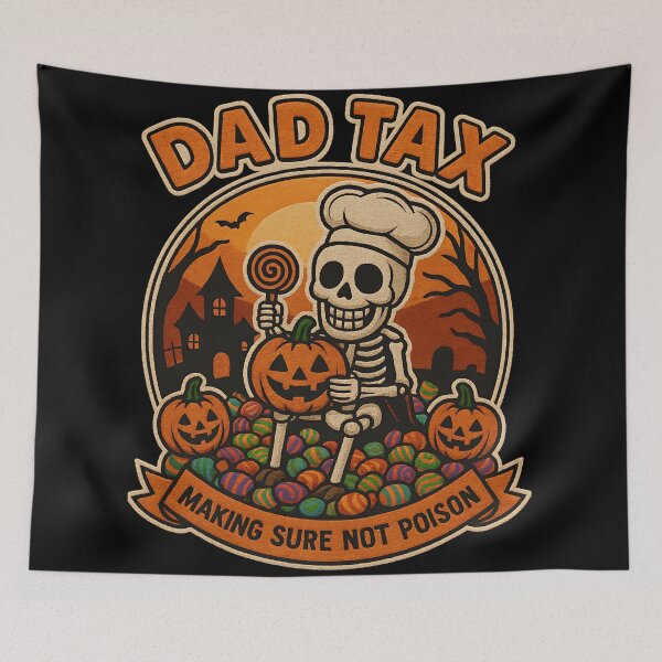 Item preview, Dad Tax Skeleton Funny Halloween Candy Check Design designed and sold by ArtDesignTp.