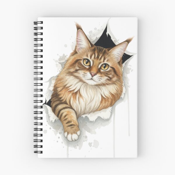 Item preview, Fluffy Tabby Cat Emerging from Torn Paper Hole designed and sold by juthamas8426.