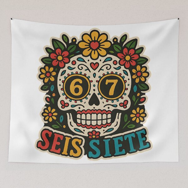Item preview, Seis Siete 67 Floral Sugar Skull Day Of The Dead Design designed and sold by ArtDesignTp.