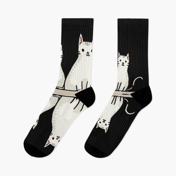 Item preview, Funny White Cats Sitting On A Line Minimal Design designed and sold by ArtDesignTp.