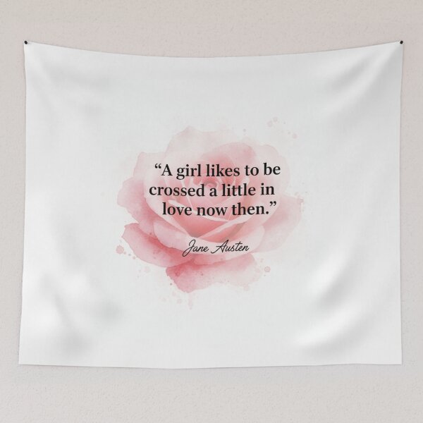 Item preview, Jane Austen Quote – A Girl Likes to Be Crossed in Love | Romantic Watercolor Rose Art designed and sold by Boski22.