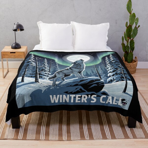 Item preview, Wolf Howling Under Winter's Northern Lights designed and sold by Silent Watch Threads..