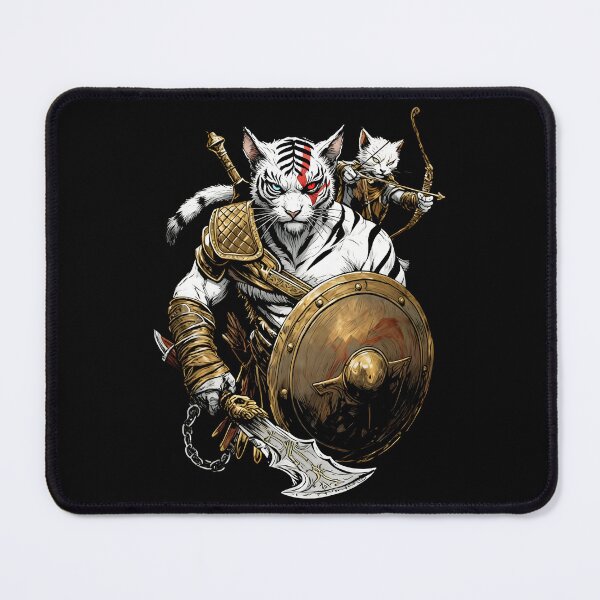 Item preview, White Tiger Warrior – Mythical Gladiator Beast Art designed and sold by El Hermano Gym.