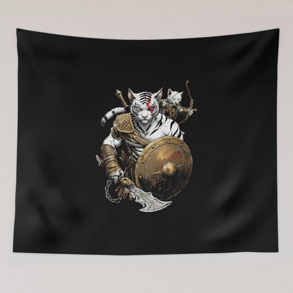 Item preview, White Tiger Warrior – Mythical Gladiator Beast Art designed and sold by El Hermano Gym.