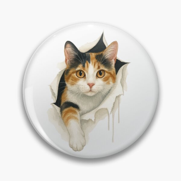 Item preview, Calico Cat Emerging Through Torn Paper designed and sold by juthamas8426.