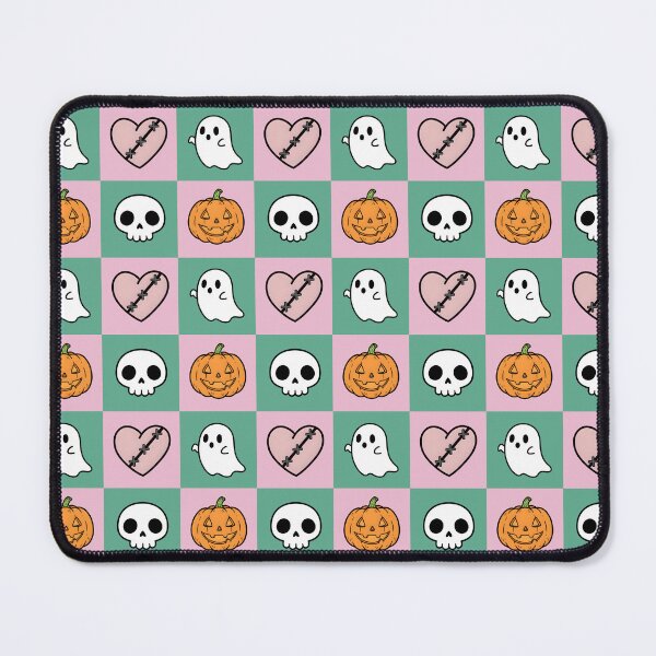 Item preview, Halloween Creepy Kawaii Pink Green Checkerboard Seamless Pattern designed and sold by MimeNocturne.