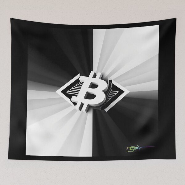 Item preview, Black and White Bitcoin Burst – Abstract Op Art Design designed and sold by Benito Del Ray.