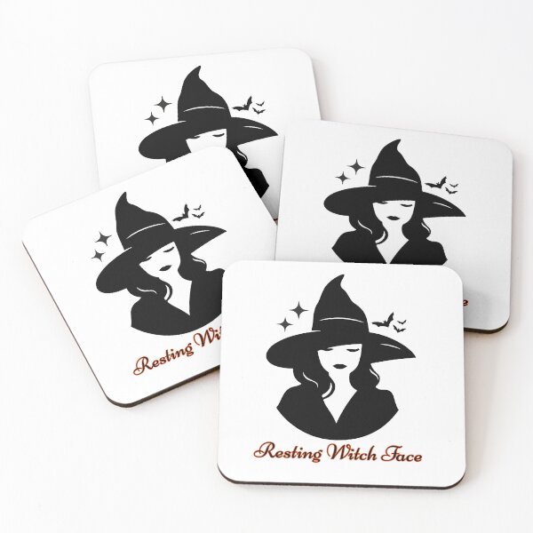 Item preview, Resting Witch Face Halloween Design with Stars and Bats designed and sold by Inkworksbyshery.
