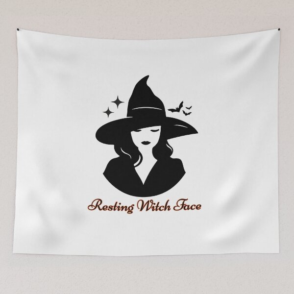 Item preview, Resting Witch Face Halloween Design with Stars and Bats designed and sold by Inkworksbyshery.