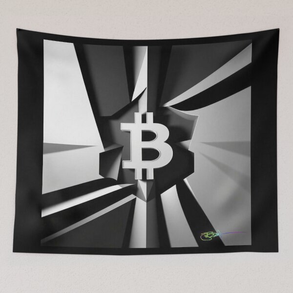 Item preview, Monochrome Crypto Spin – Dynamic Bitcoin Op Art designed and sold by Benito Del Ray.