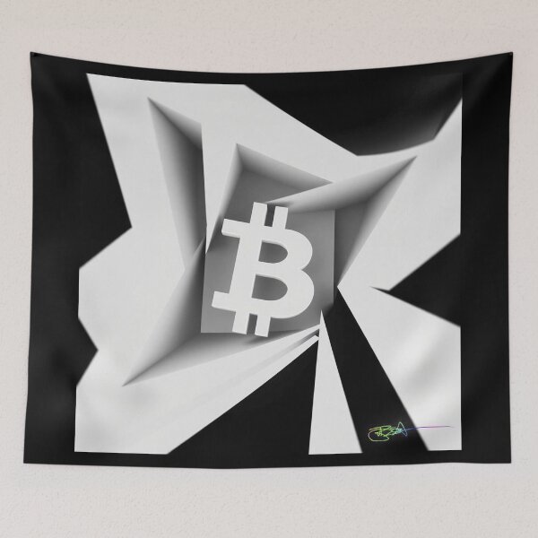 Item preview, Bitcoin Prism Geometry – Black and White Optical Art designed and sold by Benito Del Ray.