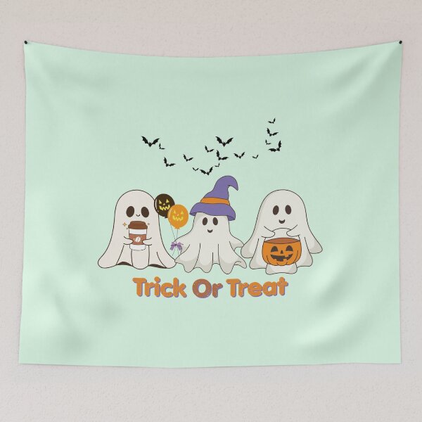 Item preview, Trick or Treat with Ghosts, Bats, and Pumpkin designed and sold by Inkworksbyshery.