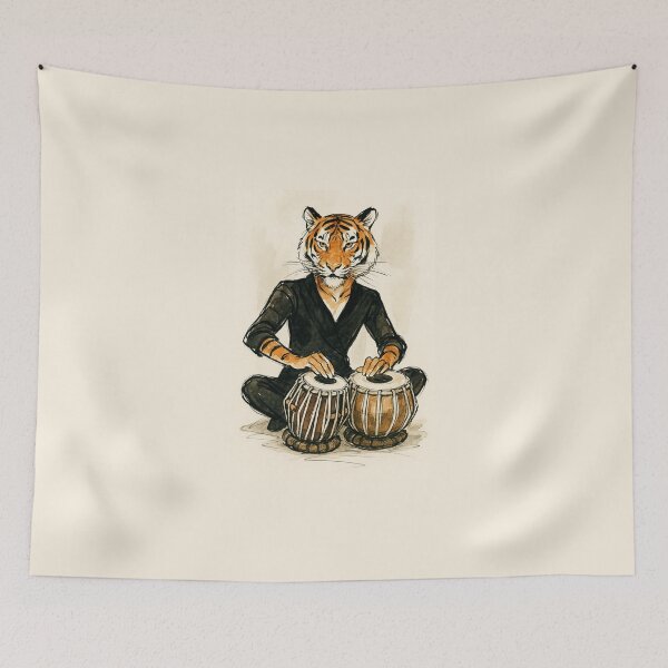 Item preview, Tiger on Tabla Indian music vibe designed and sold by Sarcastic designs.
