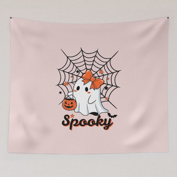 Item preview, Spooky Halloween with Cute Ghost, Bat, and Pumpkin designed and sold by Inkworksbyshery.