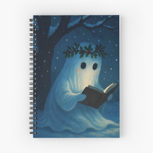 Item preview, Winter Bookworm Ghost – Reading Beneath the Snowy Tree designed and sold by EmeraldeaArt.