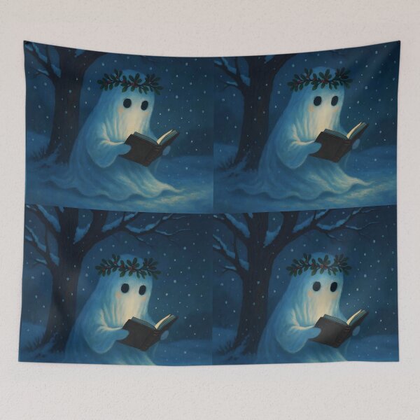 Item preview, Winter Bookworm Ghost – Reading Beneath the Snowy Tree designed and sold by EmeraldeaArt.