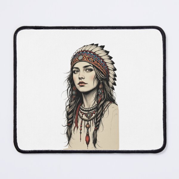 Item preview, Tribal Warrior Woman Art – Boho Ethnic Illustration designed and sold by Kruti Collection.