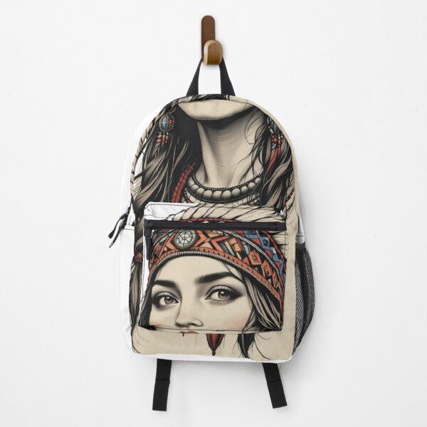 Item preview, Tribal Warrior Woman Art – Boho Ethnic Illustration designed and sold by Kruti Collection.