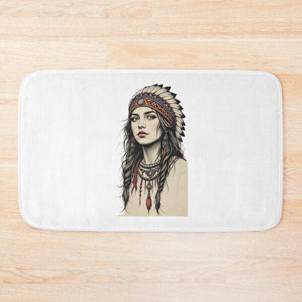 Item preview, Tribal Warrior Woman Art – Boho Ethnic Illustration designed and sold by Kruti Collection.