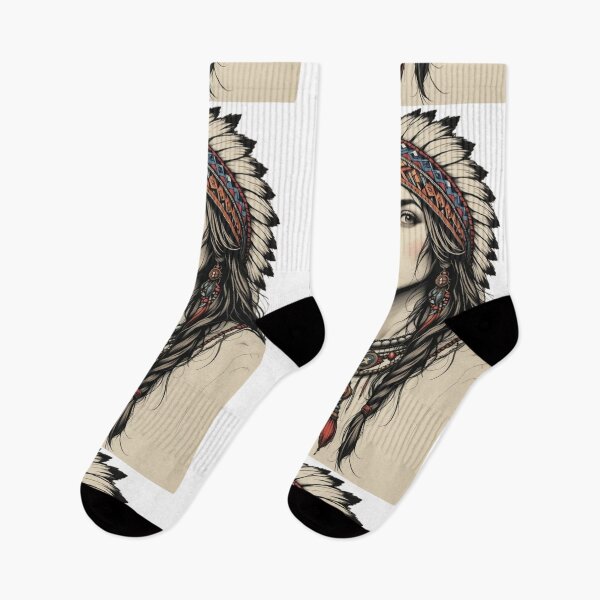 Item preview, Tribal Warrior Woman Art – Boho Ethnic Illustration designed and sold by Kruti Collection.