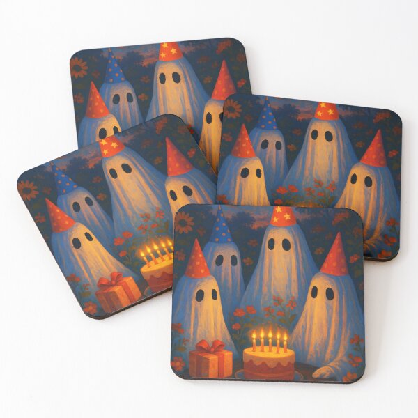 Item preview, Autumn Birthday Party – Four Little Ghosts Celebrate designed and sold by EmeraldeaArt.