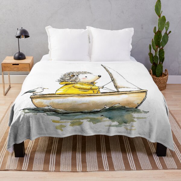 Item preview, Hedgehog Sailing in a Yellow Raincoat designed and sold by Liededrom..