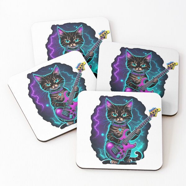 Item preview, Cute Cat Playing Guitar designed and sold by UniqueArtsOnly.