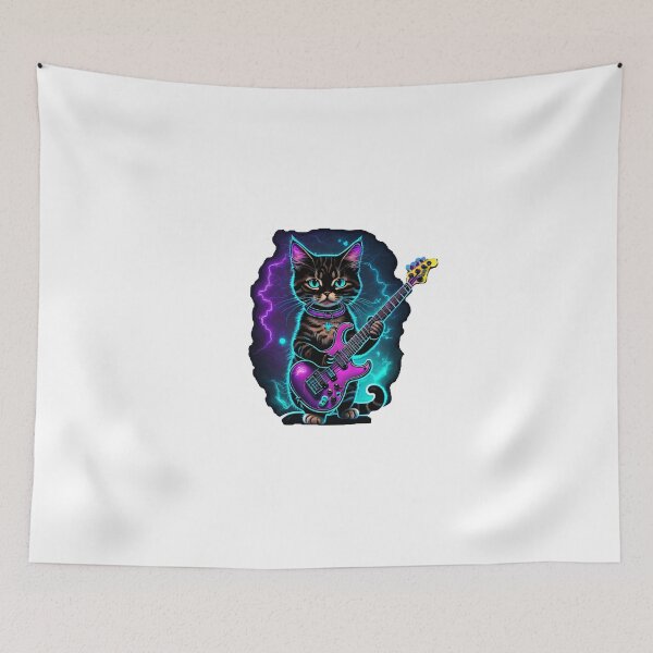 Item preview, Cute Cat Playing Guitar designed and sold by UniqueArtsOnly.
