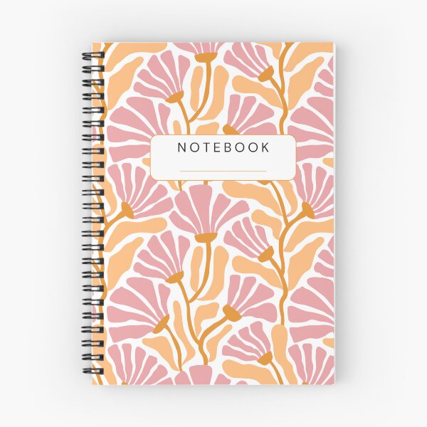 Item preview, Sunny Retro Floral Notebook — Pink Orange Boho Journal / Lined Notebook for Women & Students designed and sold by EmeryJH.