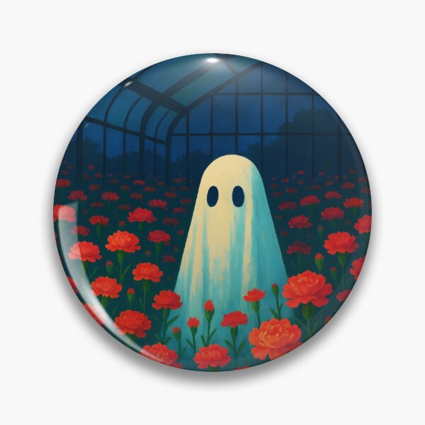 Item preview, Ghost Among the Red Carnations – Dreamy Greenhouse Spirit designed and sold by EmeraldeaArt.