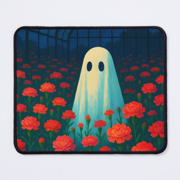Item preview, Ghost Among the Red Carnations – Dreamy Greenhouse Spirit designed and sold by EmeraldeaArt.