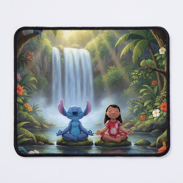 Item preview, Stitch and Lilo meditating at the waterfall designed and sold by cloud lee.