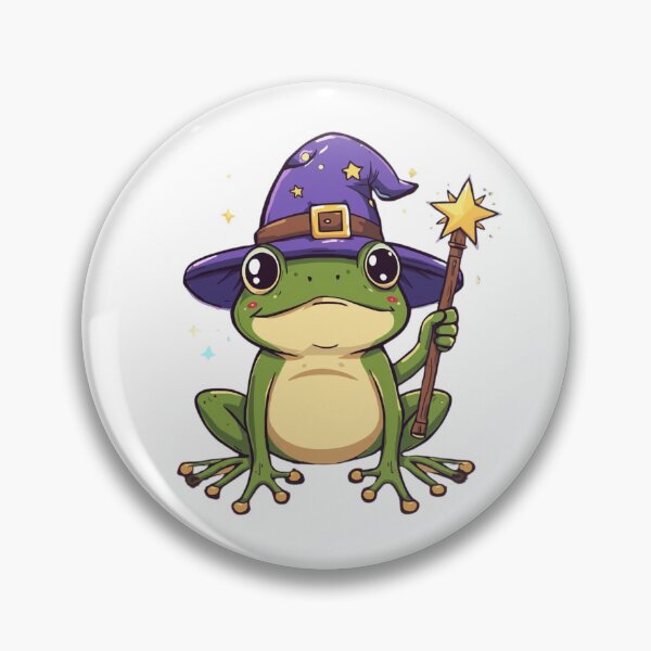 Item preview, "Wizard Frog – Cute Magical Toad with Witch Hat and Wand" designed and sold by ZYNORAworld.