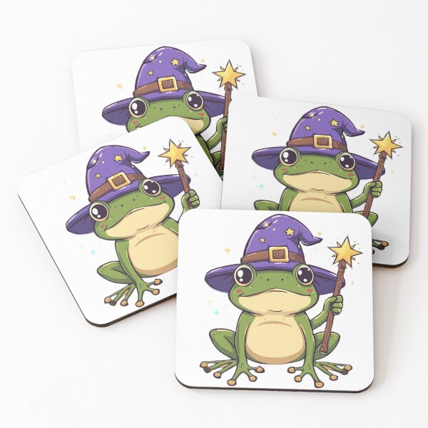 Item preview, "Wizard Frog – Cute Magical Toad with Witch Hat and Wand" designed and sold by ZYNORAworld.