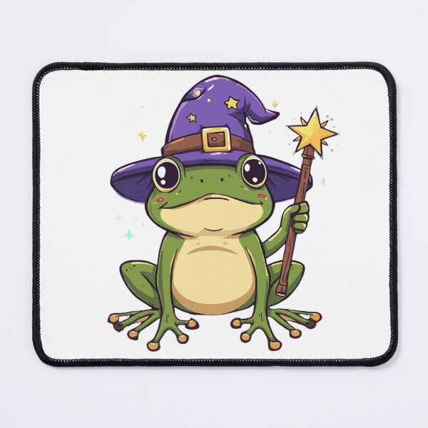 Item preview, "Wizard Frog – Cute Magical Toad with Witch Hat and Wand" designed and sold by ZYNORAworld.