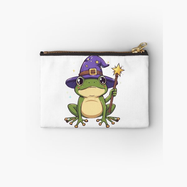 Item preview, "Wizard Frog – Cute Magical Toad with Witch Hat and Wand" designed and sold by ZYNORAworld.