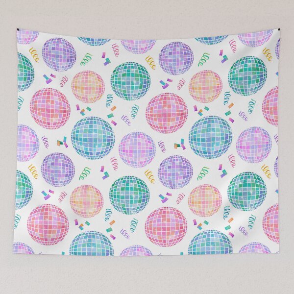 Item preview, Rainbow Watercolor Disco Balls New Year's Eve Party White designed and sold by SamAnnDesigns.
