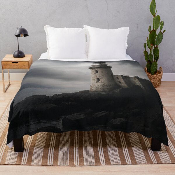 Item preview, Monochromatic Moody Coastal Landscape with Lighthouse designed and sold by ShadeScapeArt.