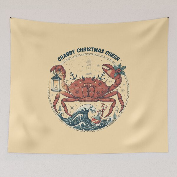 Item preview, Crabby Christmas Cheer Funny Nautical Crab Holiday Marine Life Gift  designed and sold by justyna-s28.