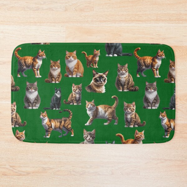 Item preview, Cute Cats Pattern – Adorable Kittens and Cats on Green Background designed and sold by PAPIRO SIGLO XXI.