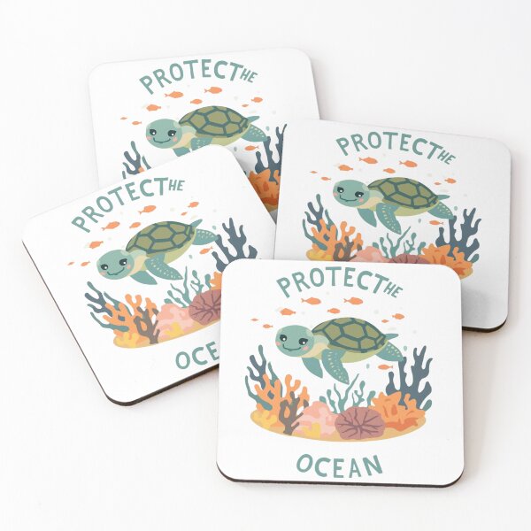 Item preview, "Protect the Ocean – Cute Sea Turtle and Coral Reef Design" designed and sold by ZYNORAworld.