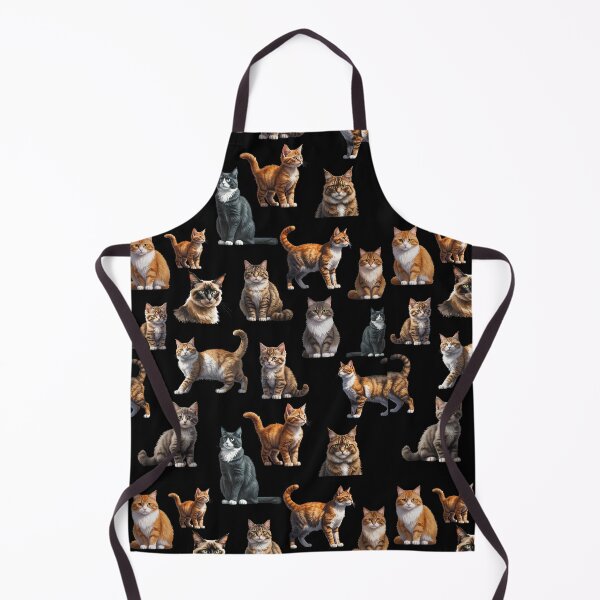 Item preview, Cute Cats Pattern – Adorable Kittens and Cats on a Black Background designed and sold by PAPIRO SIGLO XXI.