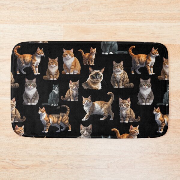 Item preview, Cute Cats Pattern – Adorable Kittens and Cats on a Black Background designed and sold by PAPIRO SIGLO XXI.