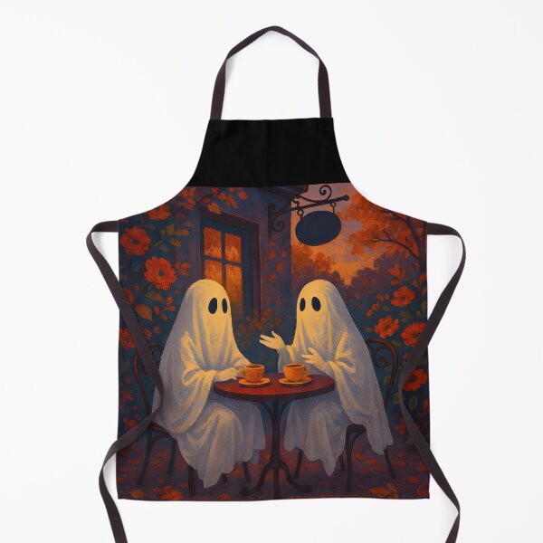 Item preview, Ghosts Chatting at a Café – Autumnal Cozy Spirits Illustration designed and sold by EmeraldeaArt.