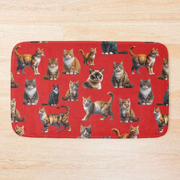 Item preview, Cute Cats Pattern – Adorable Kittens and Cats on red Background designed and sold by PAPIRO SIGLO XXI.