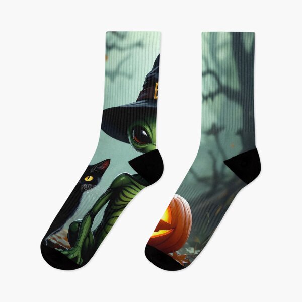 Item preview, halloween alien witch with black cat colorful design designed and sold by SmashingDeals.