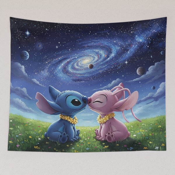Item preview, Stitch and Angel under the romantic starry sky designed and sold by cloud lee.