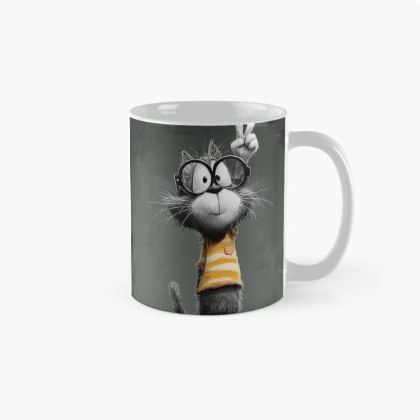 Item preview, Funny Nerdy Cat Peace Sign Cartoon designed and sold by TheColorKey.
